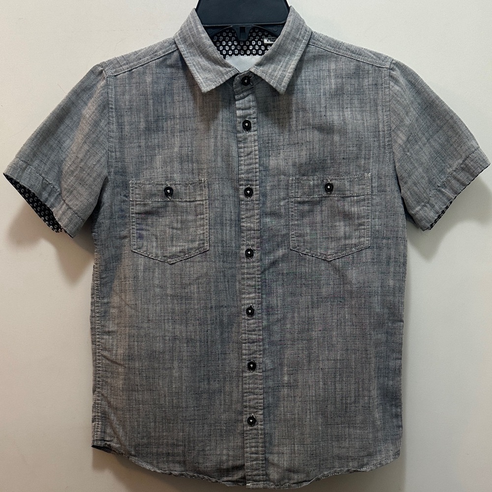 Boy’s Gray Short Sleeve Button Down Handsome Shirt